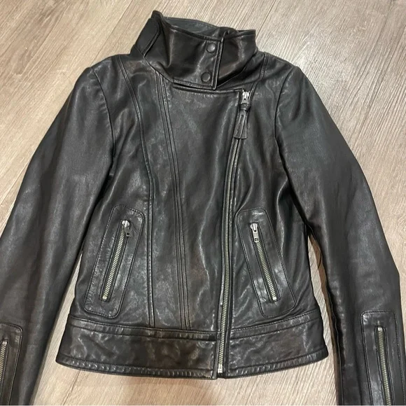 Mackage Kenya, black Leather Biker moto Jacket - Picture 5 of 13